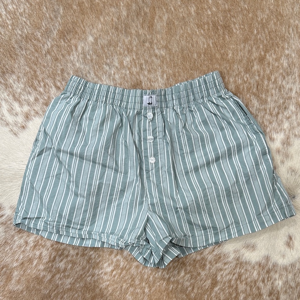 Striped Green Women's Boxer Shorts